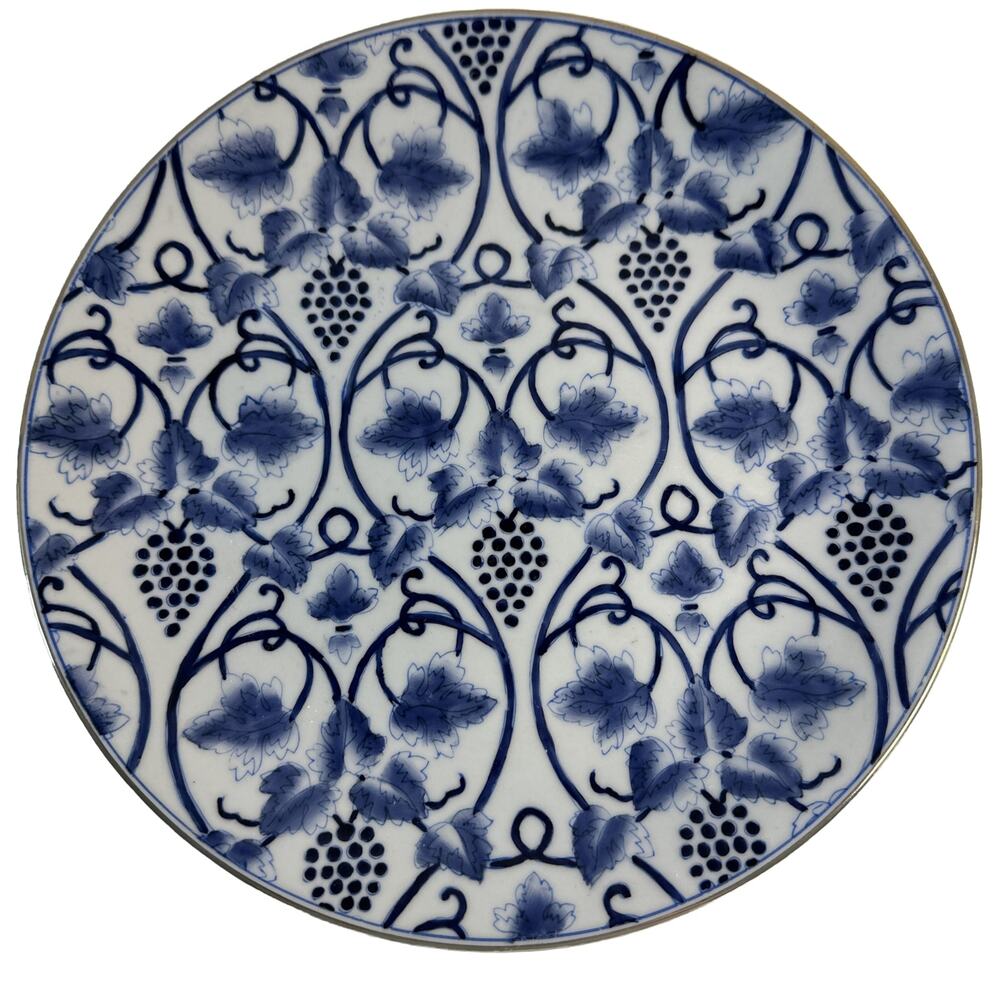 Blue And White Grape Plate 10”